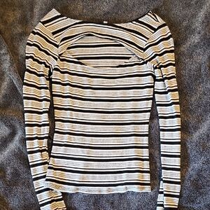 Charlotte Russe Striped Cutout Blouse